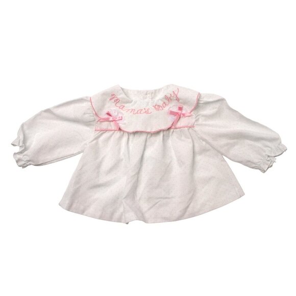 Vintage Baby Girls Dress Tops Frilly Green White Pink Hearts Polka Dot 1980s x 2 - Picture 3 of 13